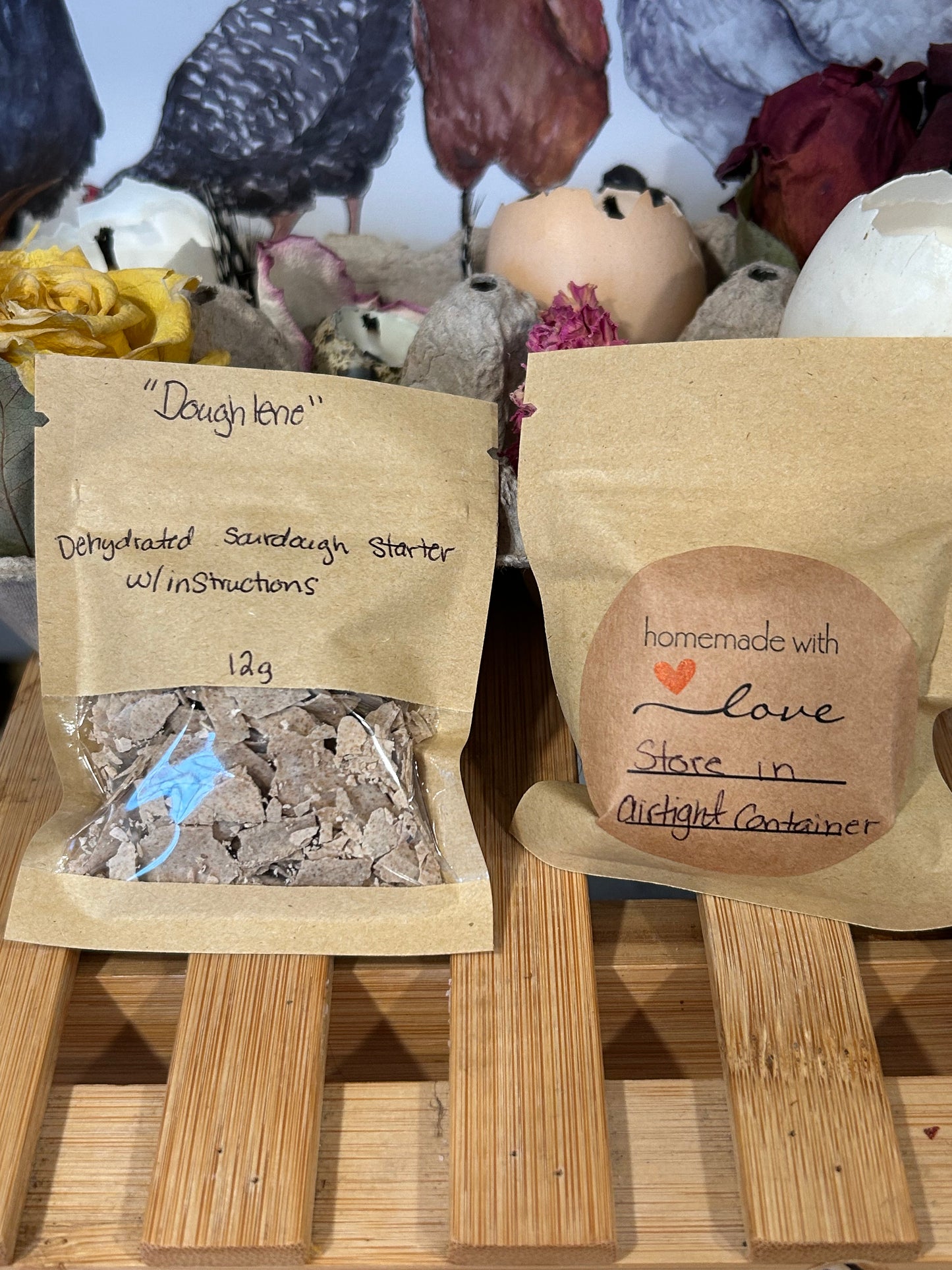 Dehydrated sourdough starter with instructions