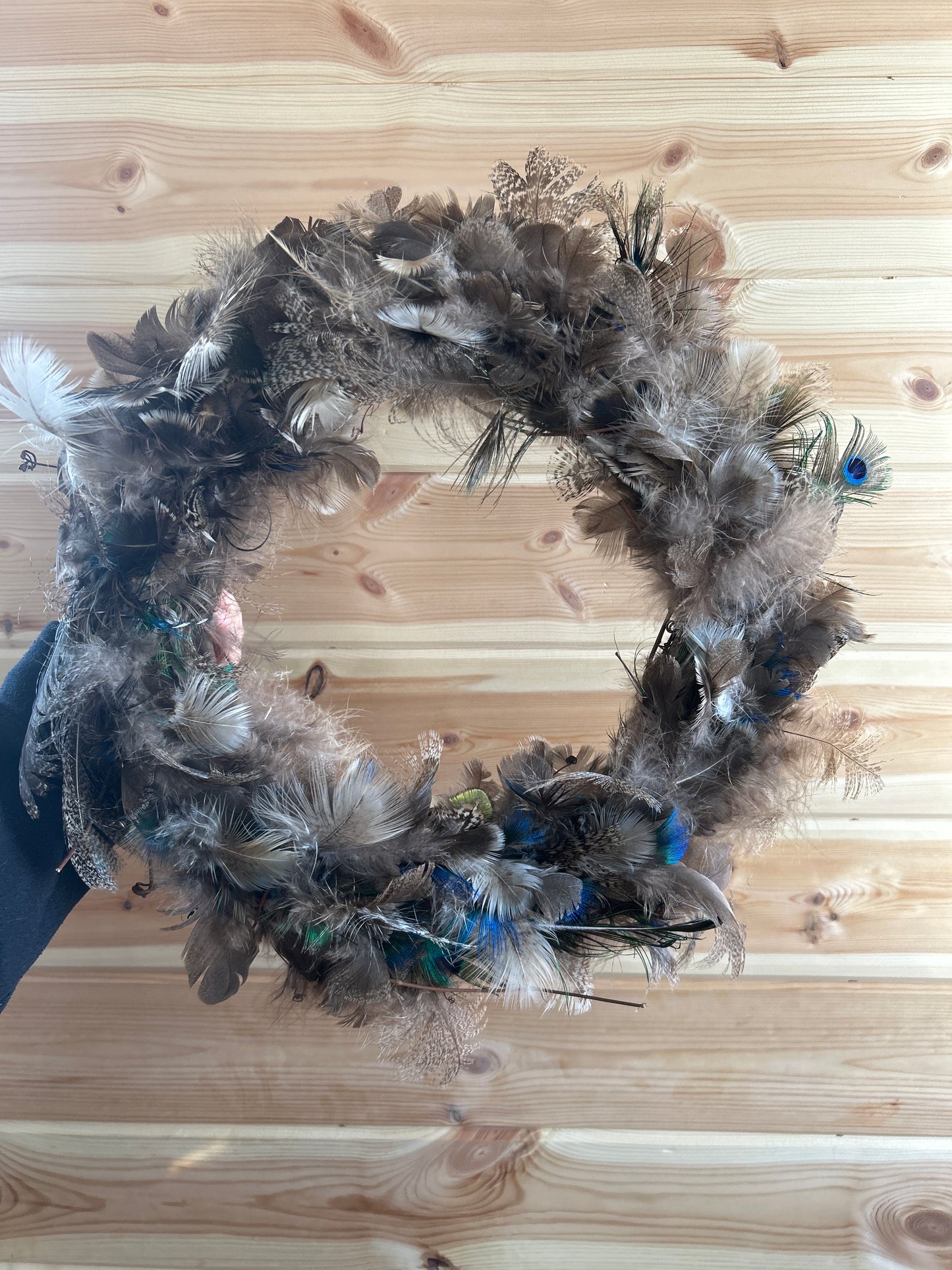 12 inch peacock feathers wreath option 4