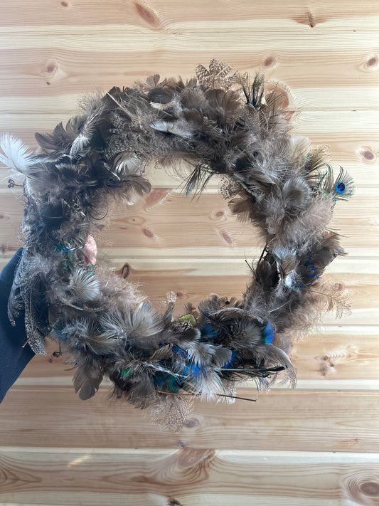 12 inch peacock feathers wreath option 4