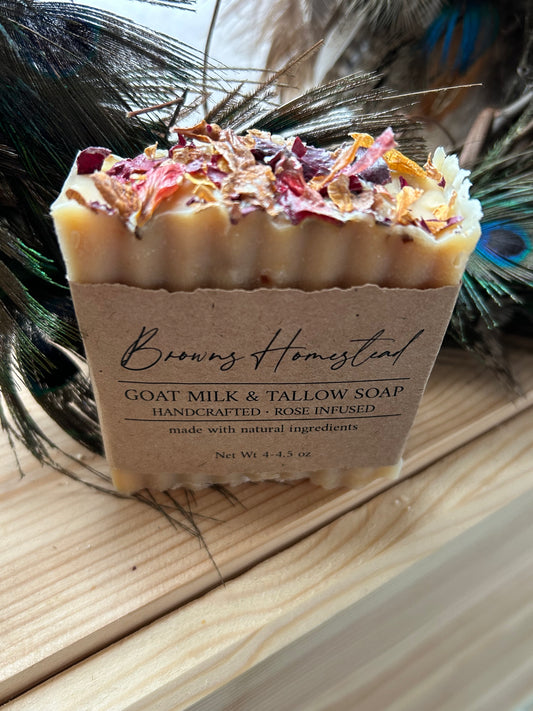 Rose infused tallow & goat milk soap